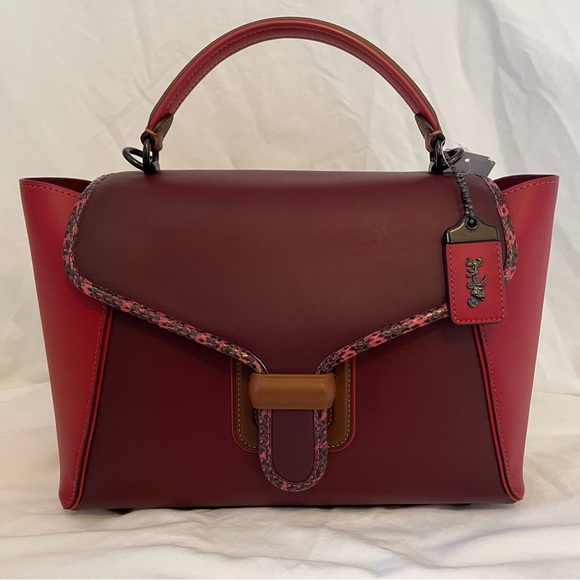Coach Courier Carryall In Colorblock Leather With Snakeskin Detail - Picture 4 of 14